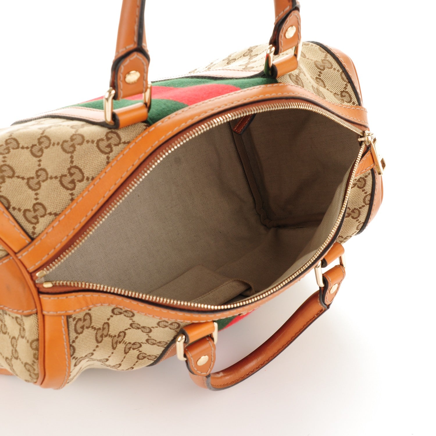 Gucci Monogram Vintage Web Medium Boston Tobacco 5 of 7