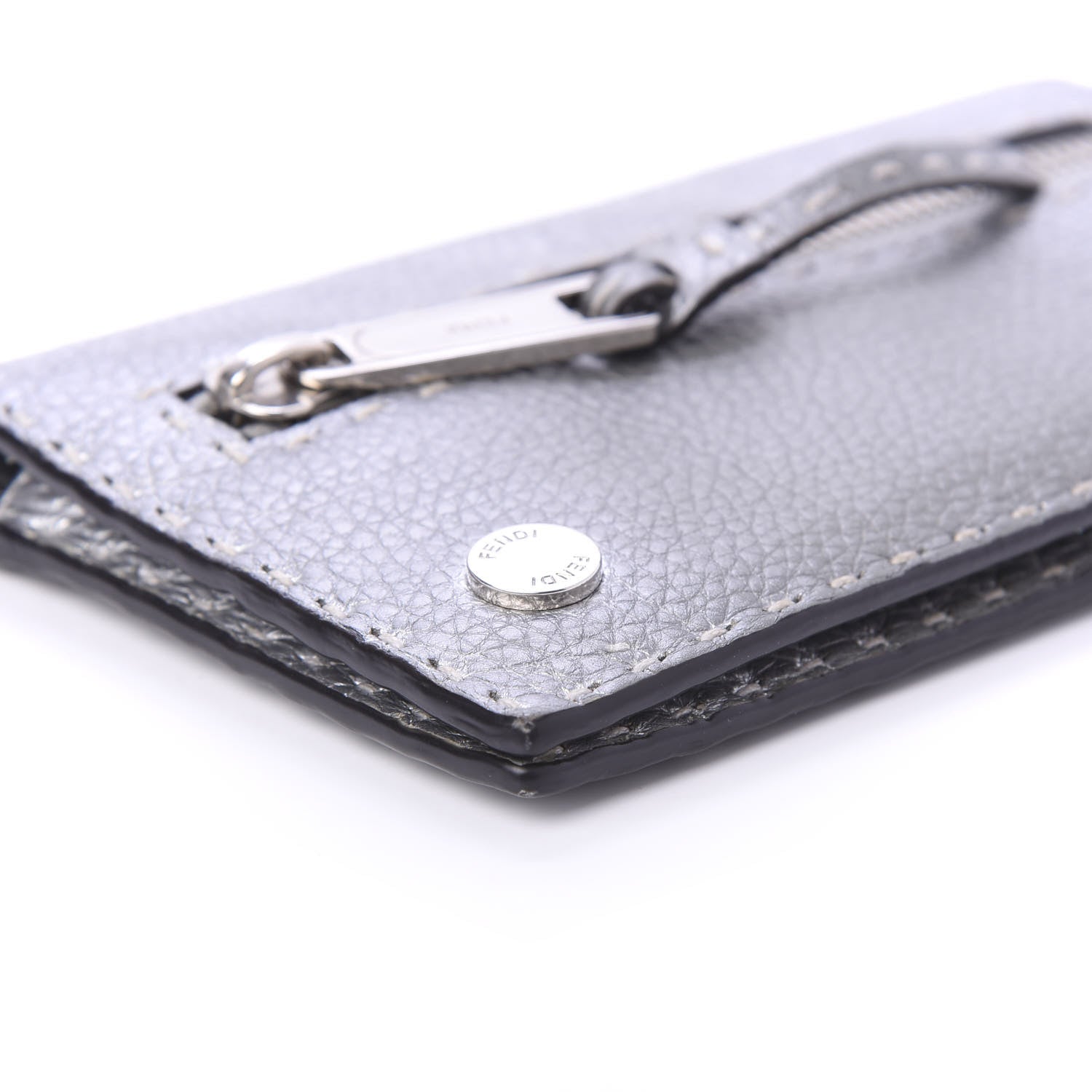 Fendi Cuoio Romano Lux Selleria Flat Clutch Argento 6 of 11