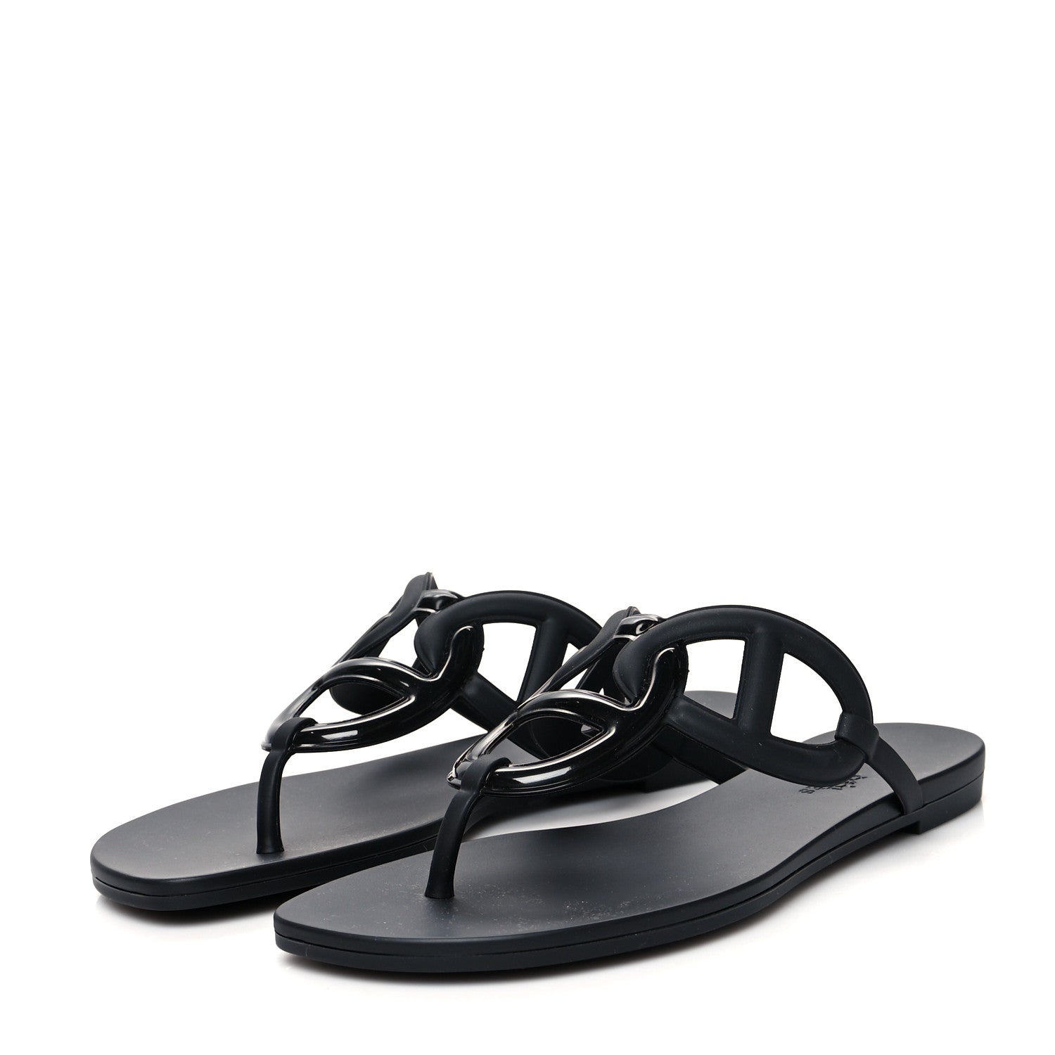 Hermes Rubber Womens Egerie Sandals 40 Black 3 of 7