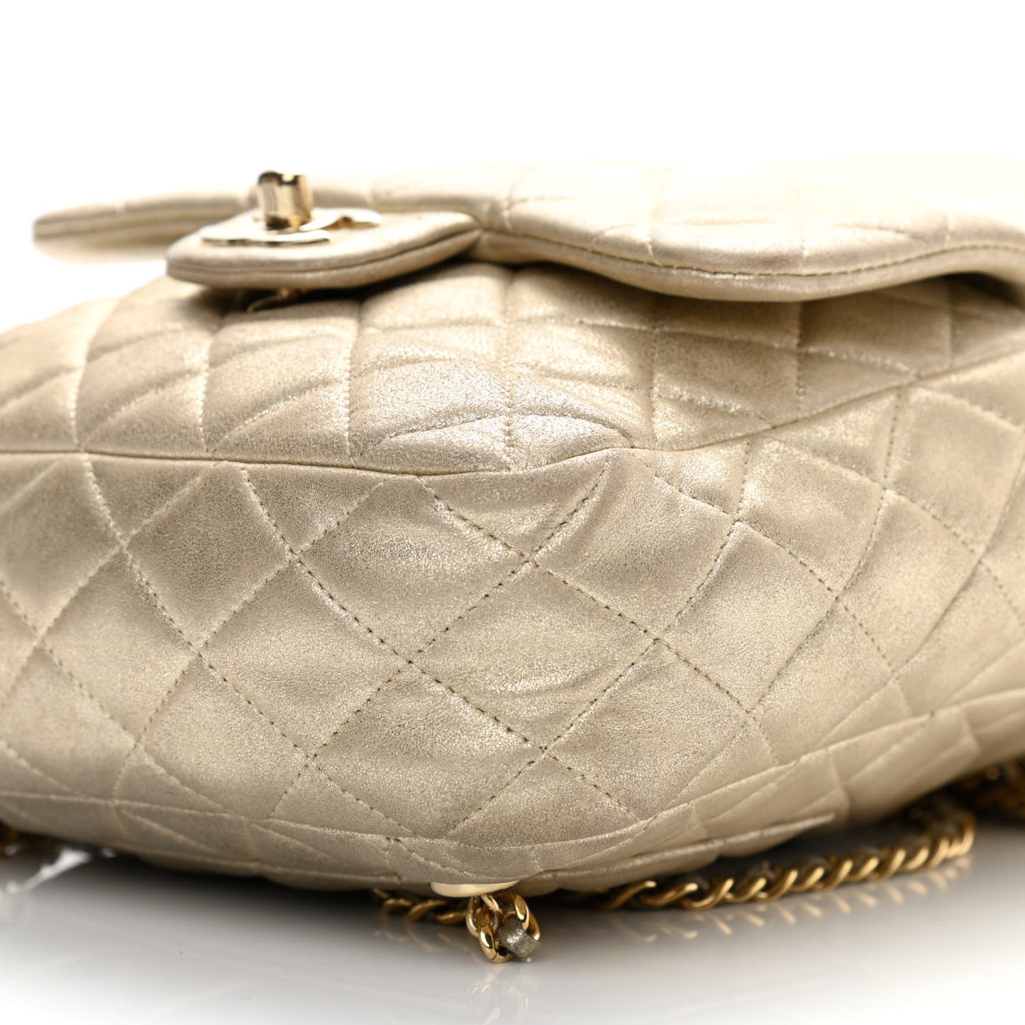 Metallic Lambskin Quilted Small In Seoul Backpack Light Gold