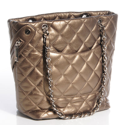 Chanel Metallic Aged Calfskin Quilted Medium Cotton Club Tote Bronze 3 of 7
