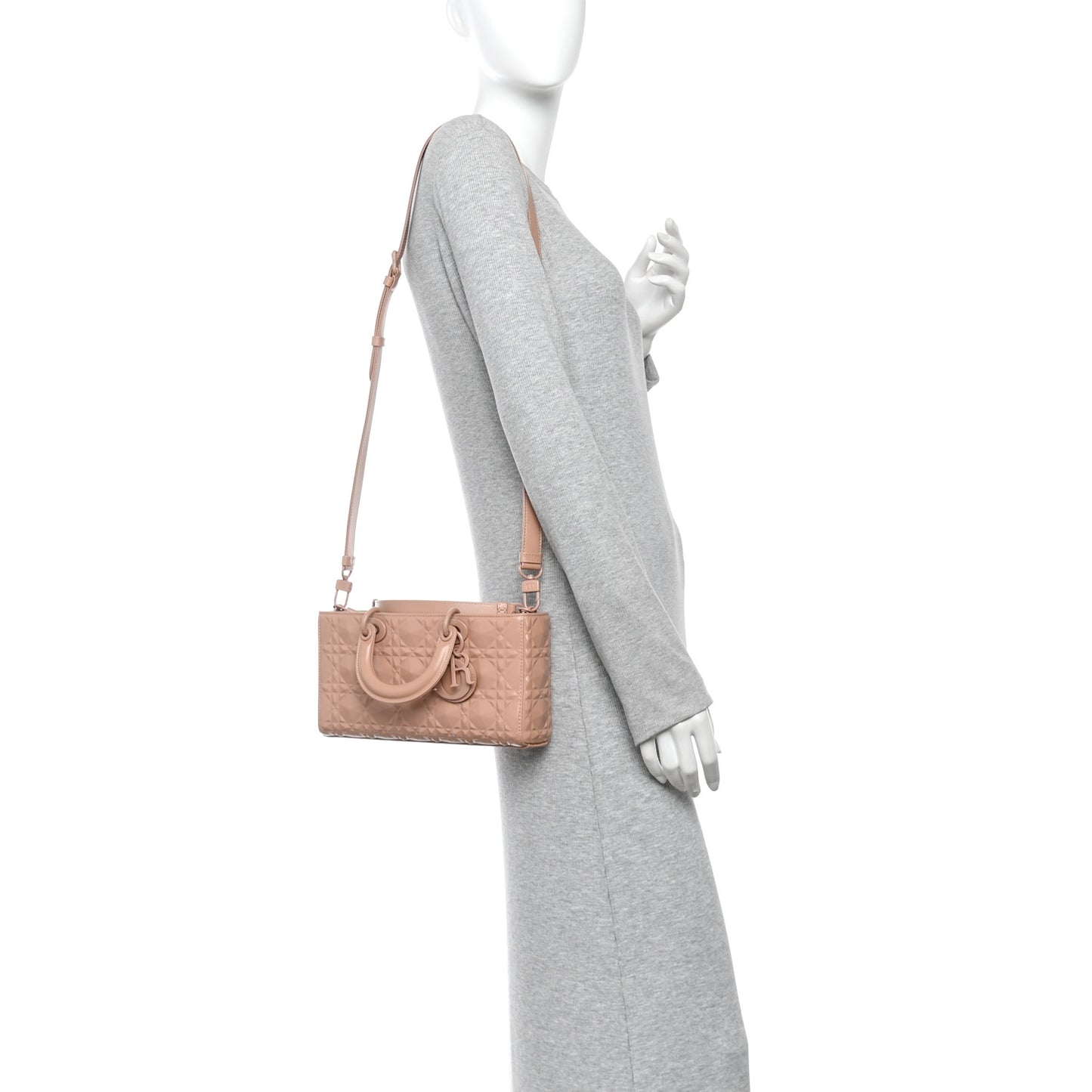 Calfskin Cannage Diamond Medium Lady D-Joy Rose Des Vents