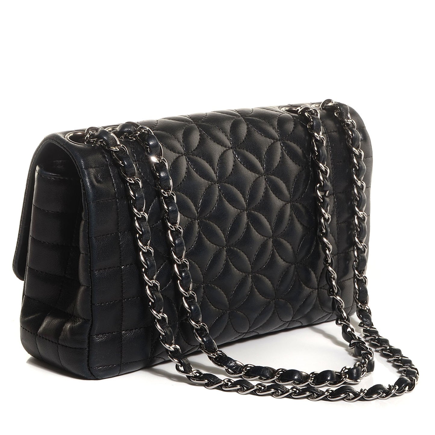 Lambskin Quilted Medium Single Flap Black