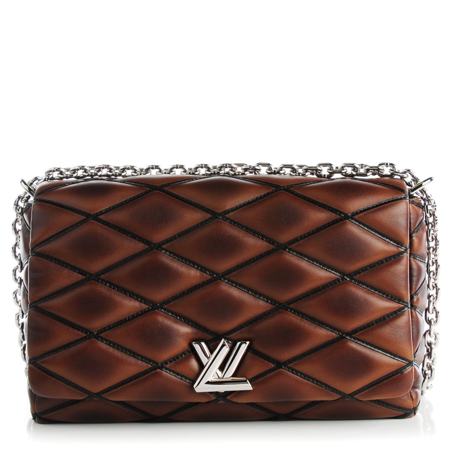 Louis Vuitton LOUIS VUITTON Lambskin Malletage GO-14 MM Brown 1 of 7
