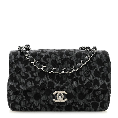 Chanel Printed Denim Quilted Flower Mini Rectangular Flap Black 1 of 11