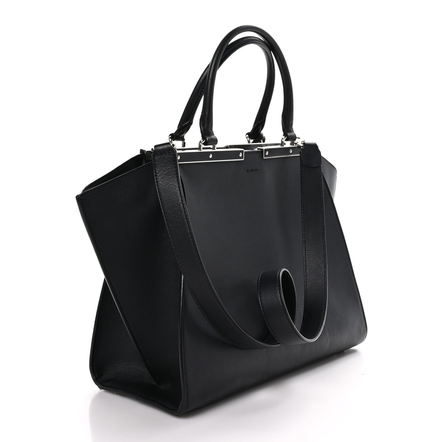 Vitello Pelo Flamingo Crocodile Embossed Petite 3Jours Tote Black