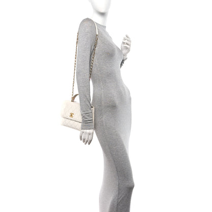 Chanel Shiny Calfskin Quilted Multicolor Small Top Handle White 2 of 17