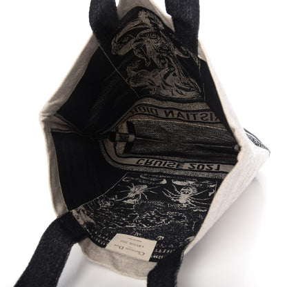 Christian Dior Canvas Print Cruise Tote Ivory Black 5 of 9