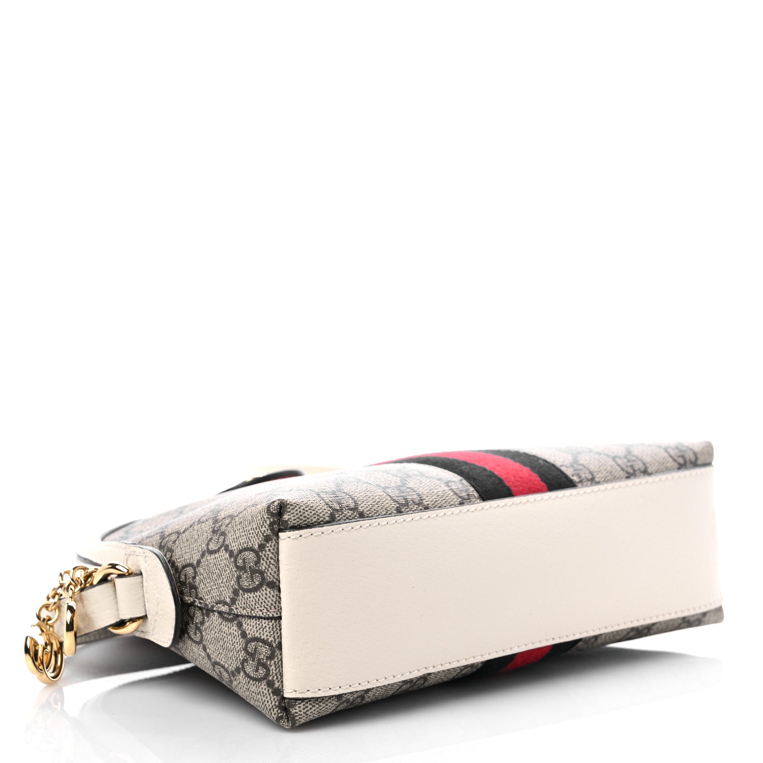 Gucci GG Supreme Monogram Textured Dollar Calfskin Web Small Ophidia Dome Shoulder Bag Beige Ebony Mystic White 4 of 9