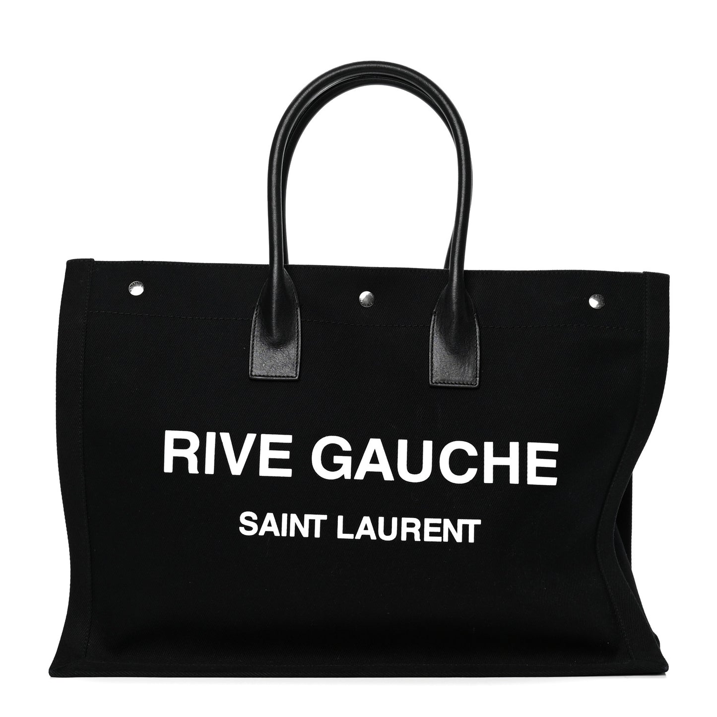 Linen Calfskin Rive Gauche Tote Black