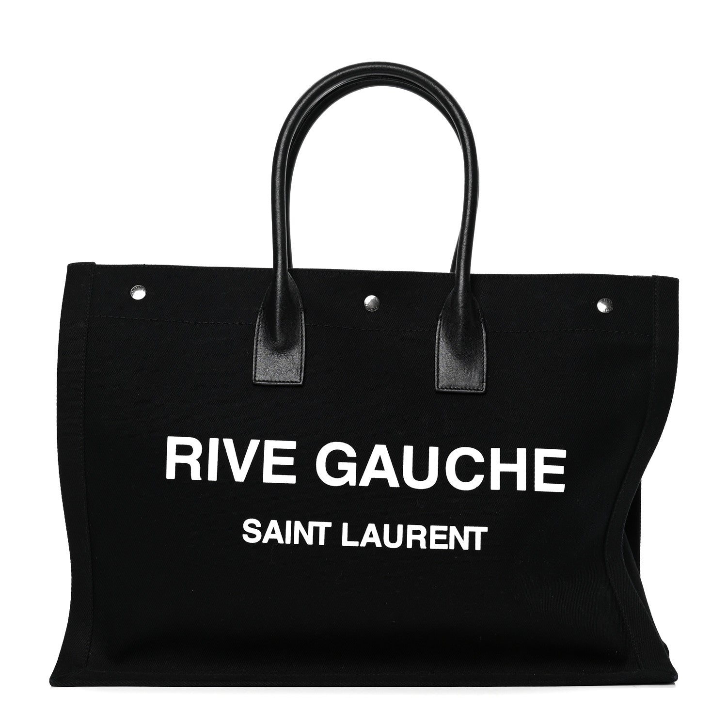 Saint Laurent Linen Calfskin Rive Gauche Tote Black 1 of 4