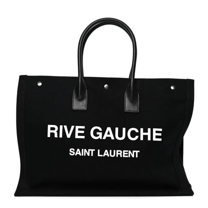 Saint Laurent Linen Calfskin Rive Gauche Tote Black 1 of 4