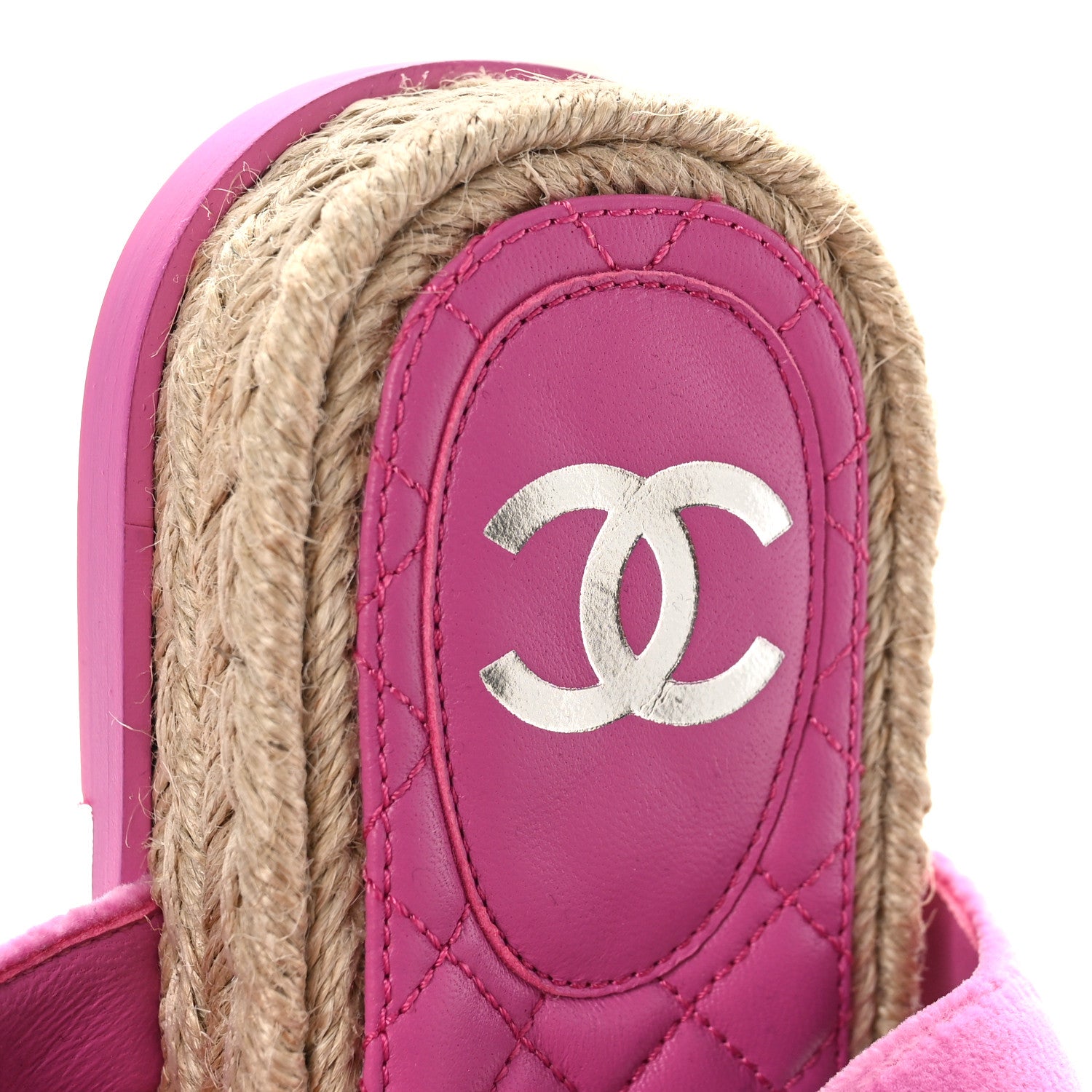 Chanel Velvet CC Flat Sandals 37 Pink 8 of 10