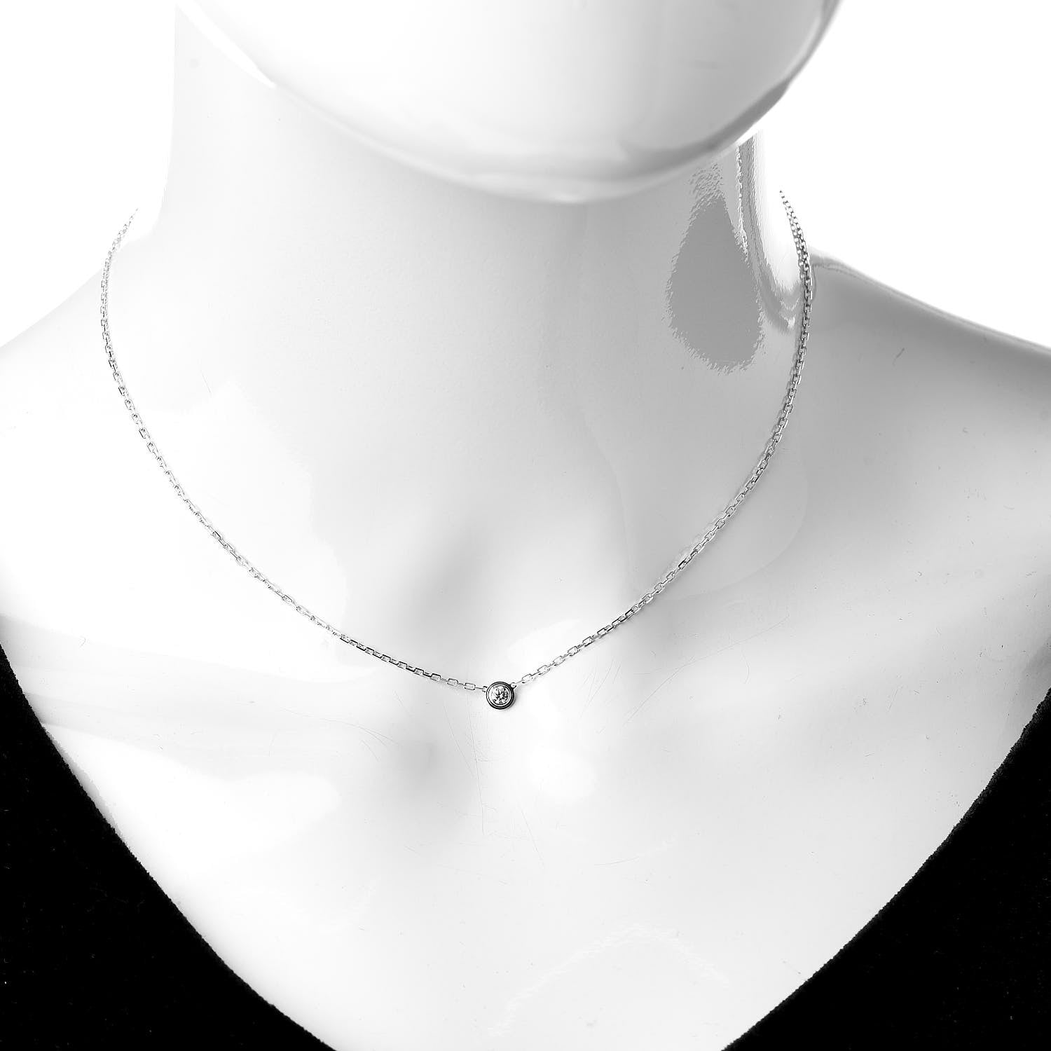 Cartier 18K White Gold Diamond SM D'Amour Pendant Necklace 2 of 5