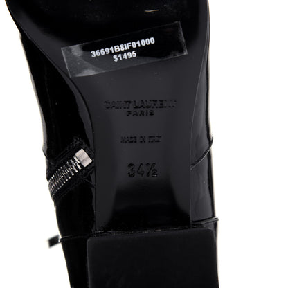 Saint Laurent Patent Knee High Boots 34.5 Black 6 of 11