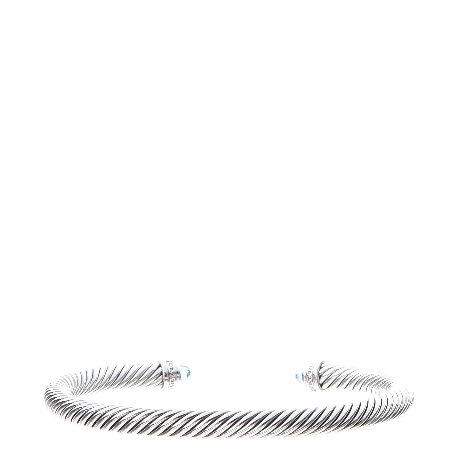 David Yurman Sterling Silver Diamond Blue Topaz 5mm Cable Classics Bracelet 3 of 5