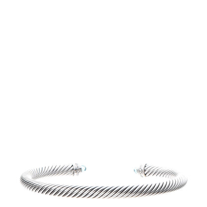 David Yurman Sterling Silver Diamond Blue Topaz 5mm Cable Classics Bracelet 3 of 5