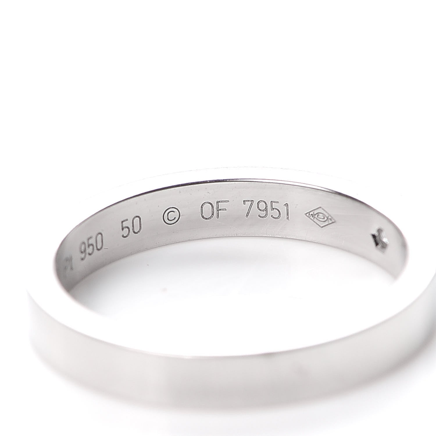 Cartier Platinum Diamond 3mm C De Wedding Band Ring 50 5.25 5 of 7