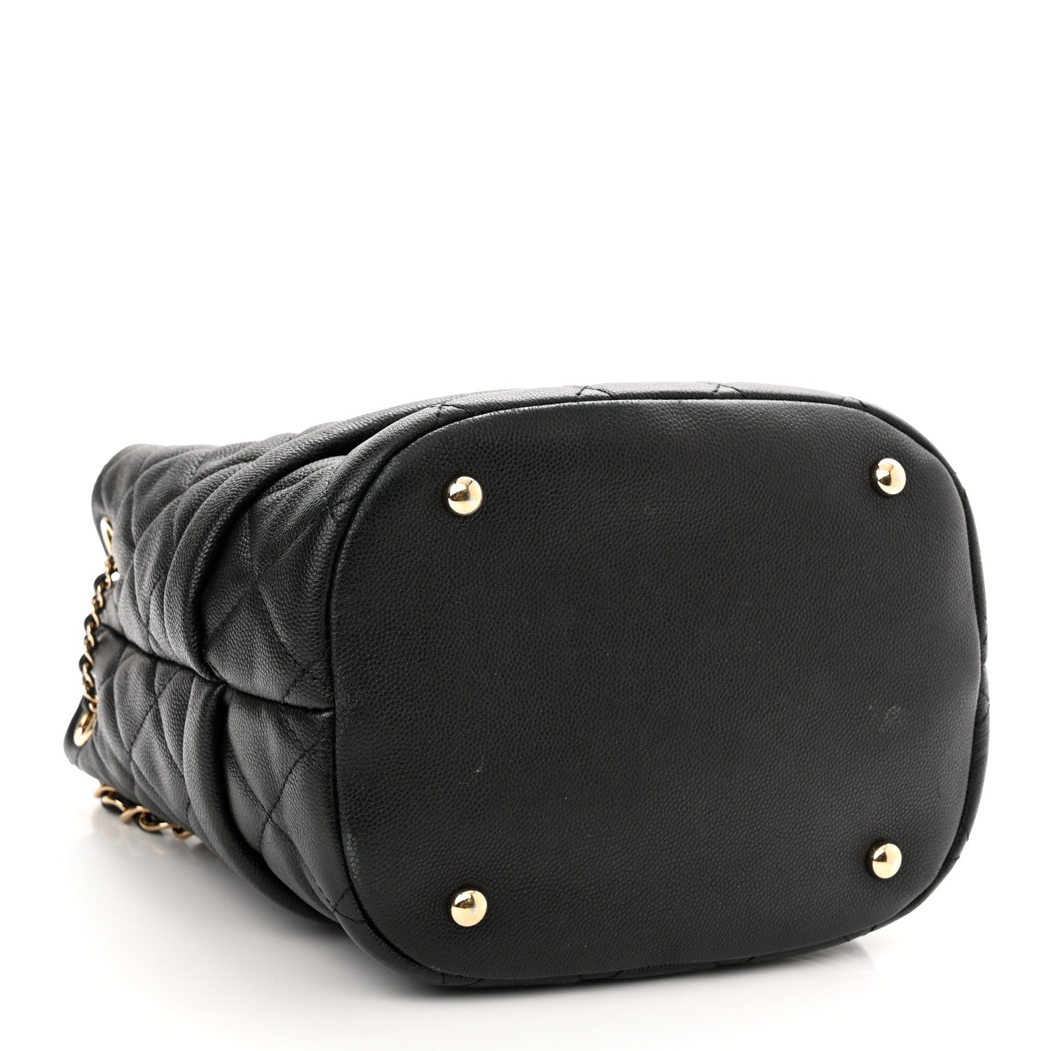 Chanel Caviar Quilted Rolled Up Bucket Drawstring Bag Black 3 of 10