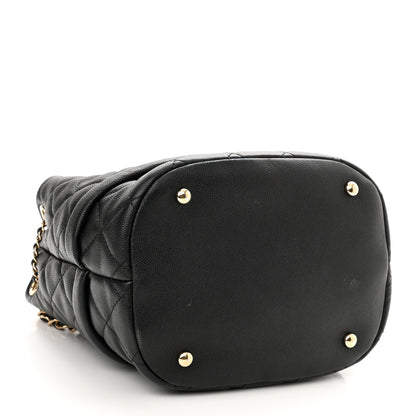 Chanel Caviar Quilted Rolled Up Bucket Drawstring Bag Black 3 of 10