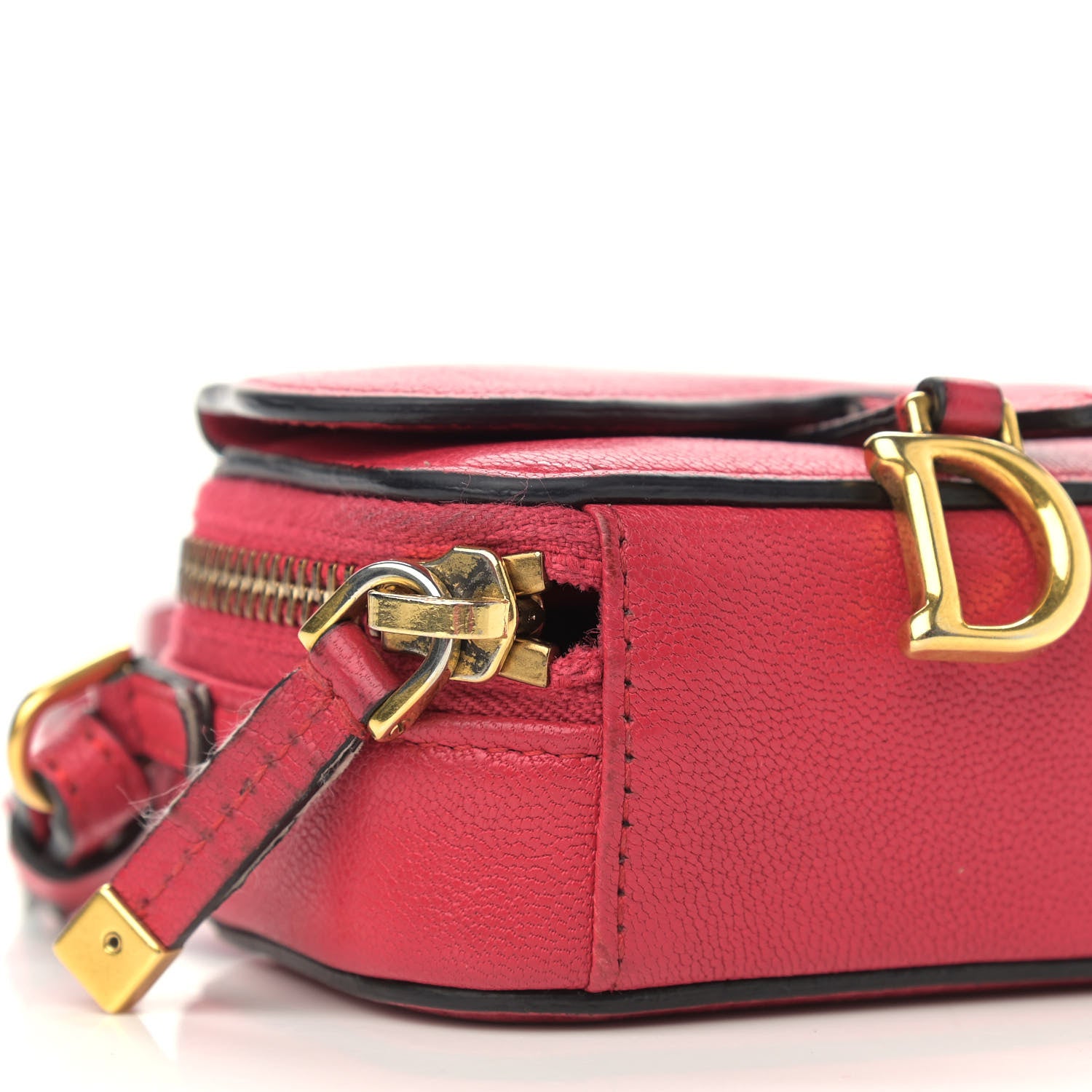 Christian Dior Goatskin Mini Saddle Shoulder Strap Pouch Red 8 of 11