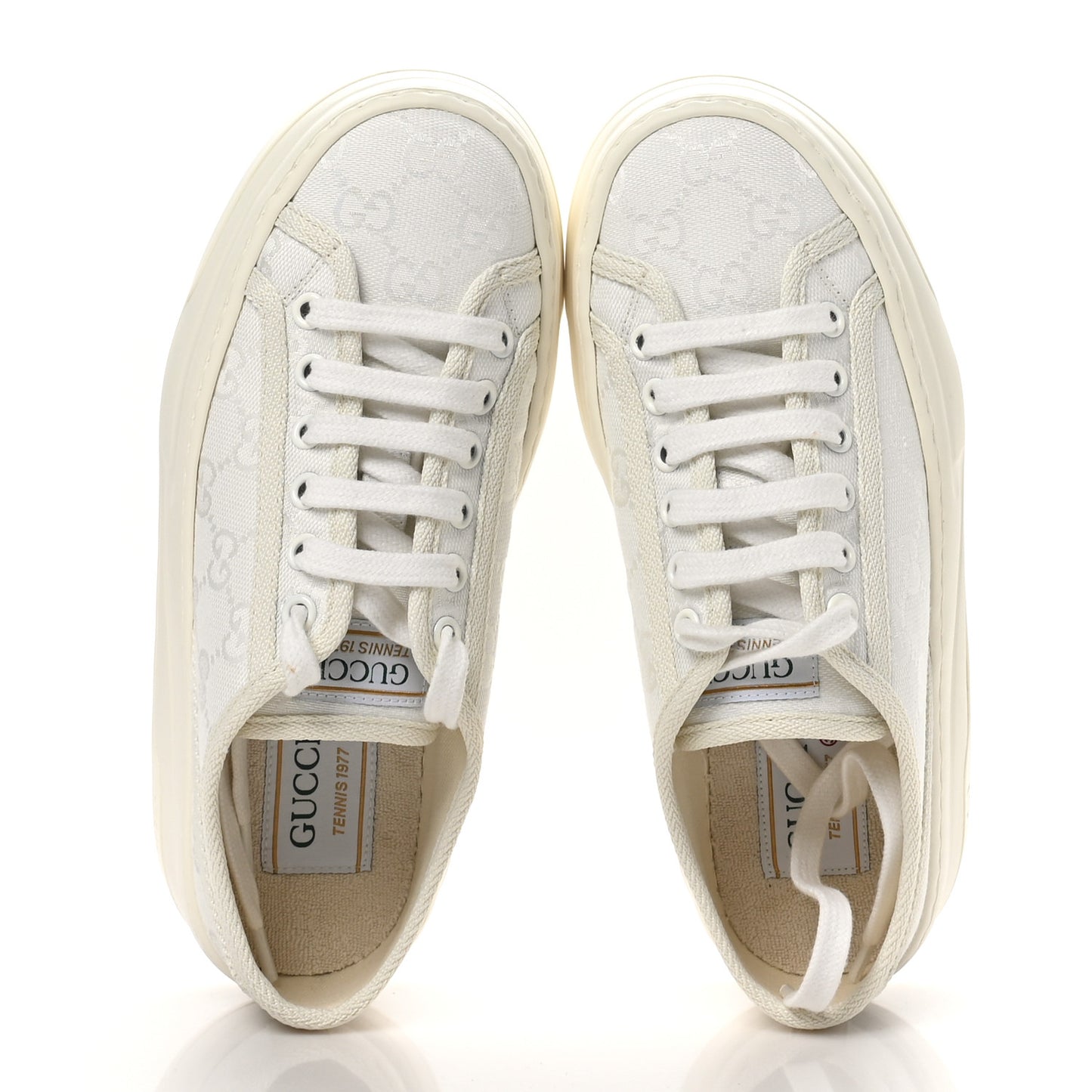 GG Monogram Womens 1977 Tennis Platform 52mm Sneakers 35 Great White Mystic White