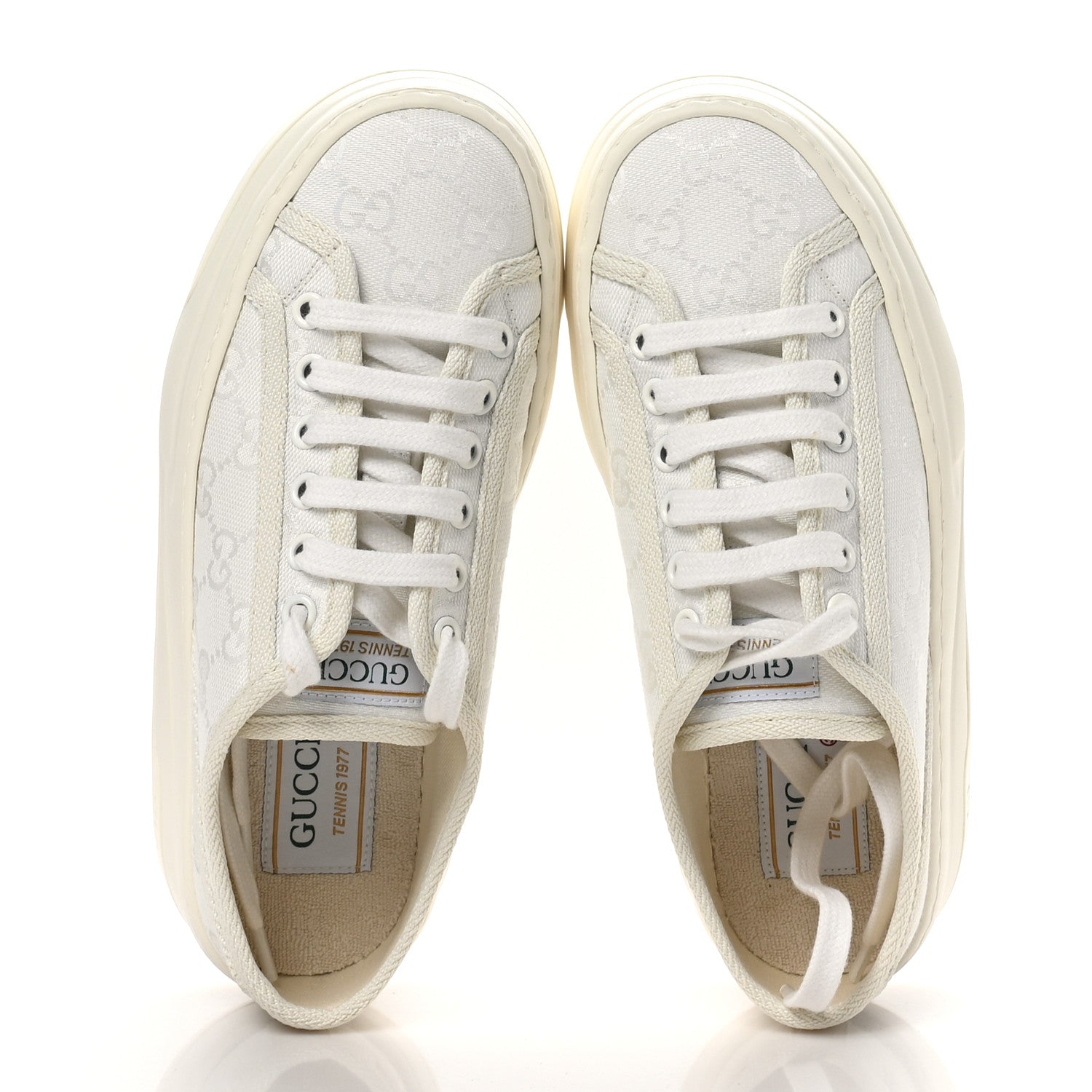 Gucci GG Monogram Womens 1977 Tennis Platform 52mm Sneakers 35 Great White Mystic White 2 of 8