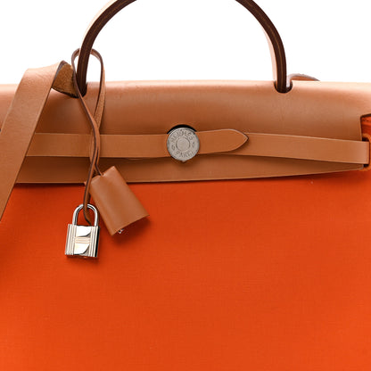 Hermes Vache Hunter Toile Herbag Zip 31 PM Orange 9 of 17