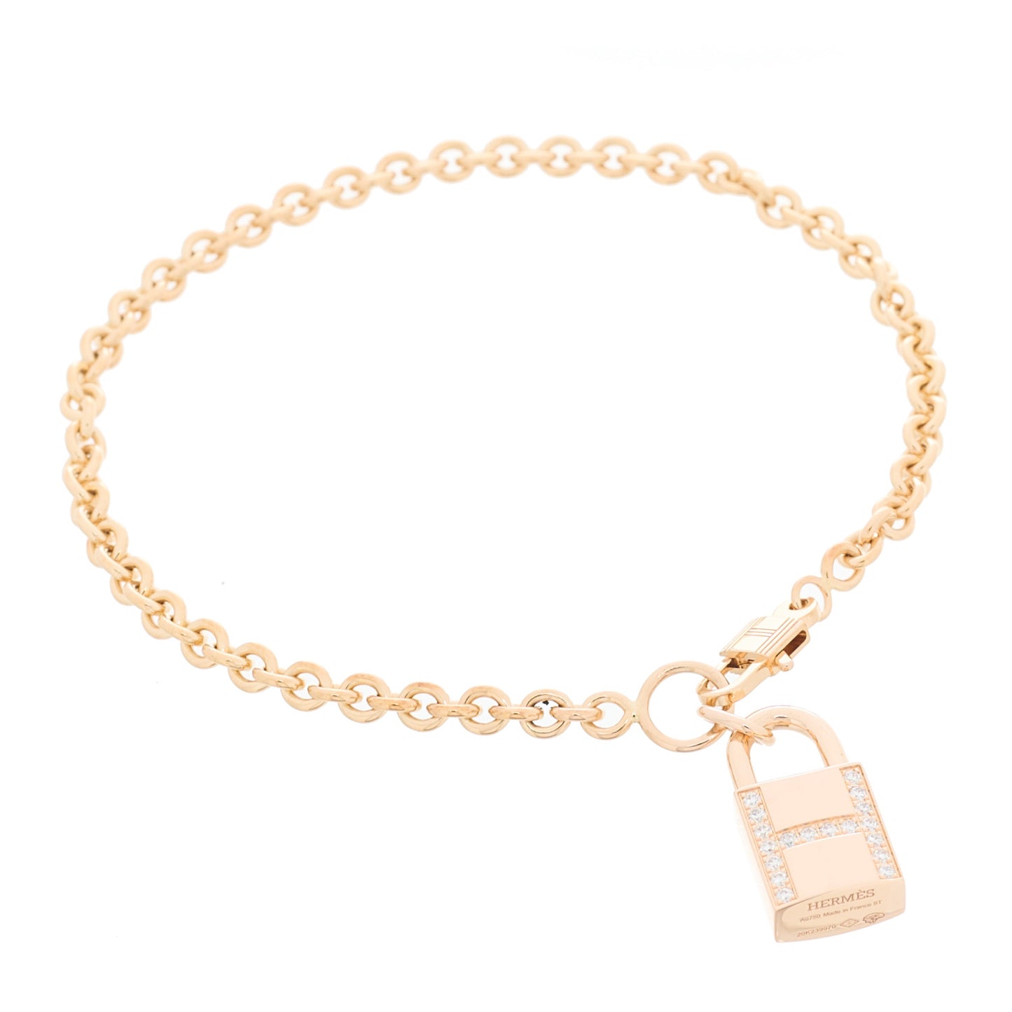 18K Rose Gold Diamond Amulettes Cadenas Bracelet ST