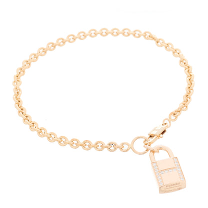 Hermes 18K Rose Gold Diamond Amulettes Cadenas Bracelet ST 1 of 4