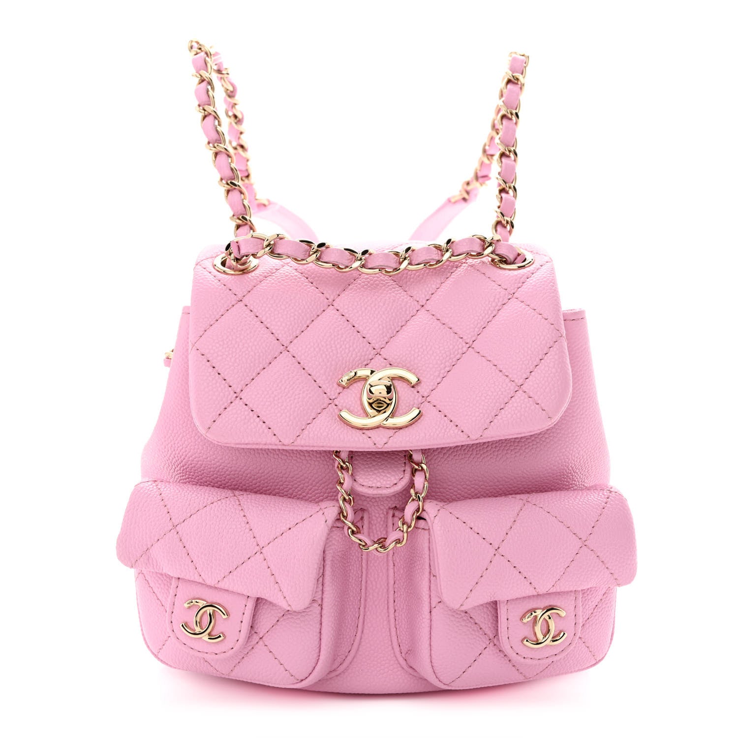 Chanel Shiny Caviar Quilted Small Duma Pockets Drawstring Backpack Lilac 1 of 10