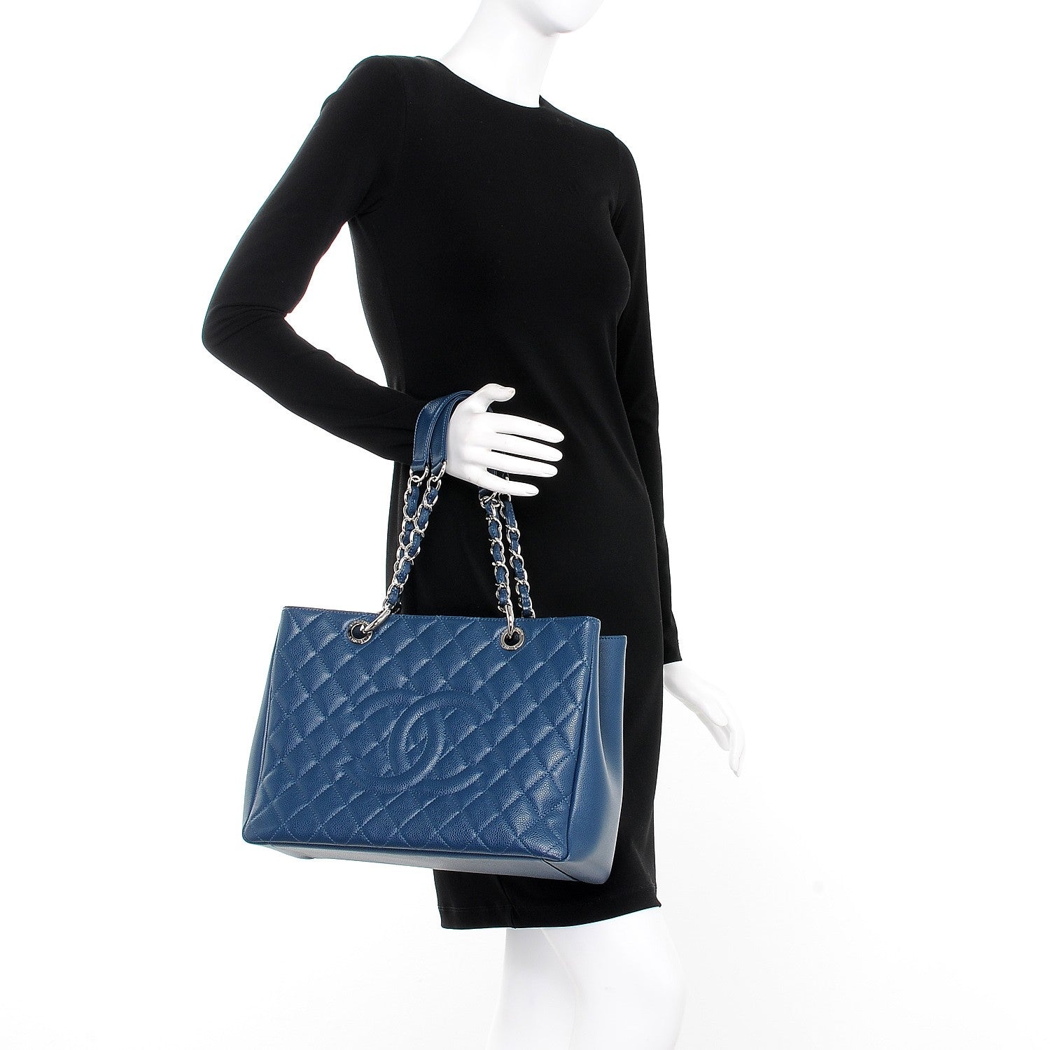 Chanel Caviar Grand Shopping Tote GST Dark Blue 2 of 12
