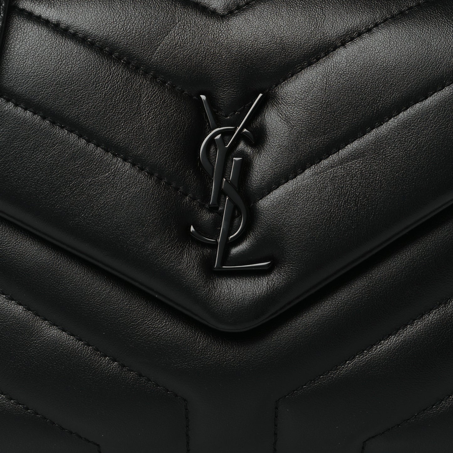 Calfskin Y Quilted Monogram Toy Loulou Crossbody Bag Black