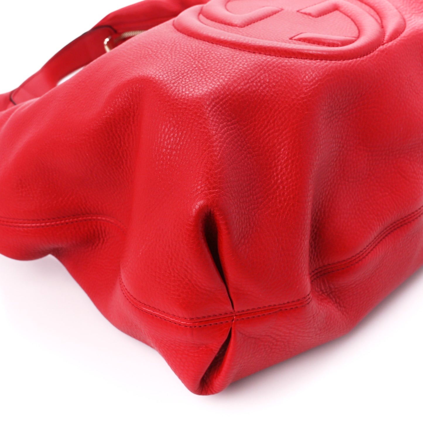 Pebbled Calfskin Large Soho Hobo Red