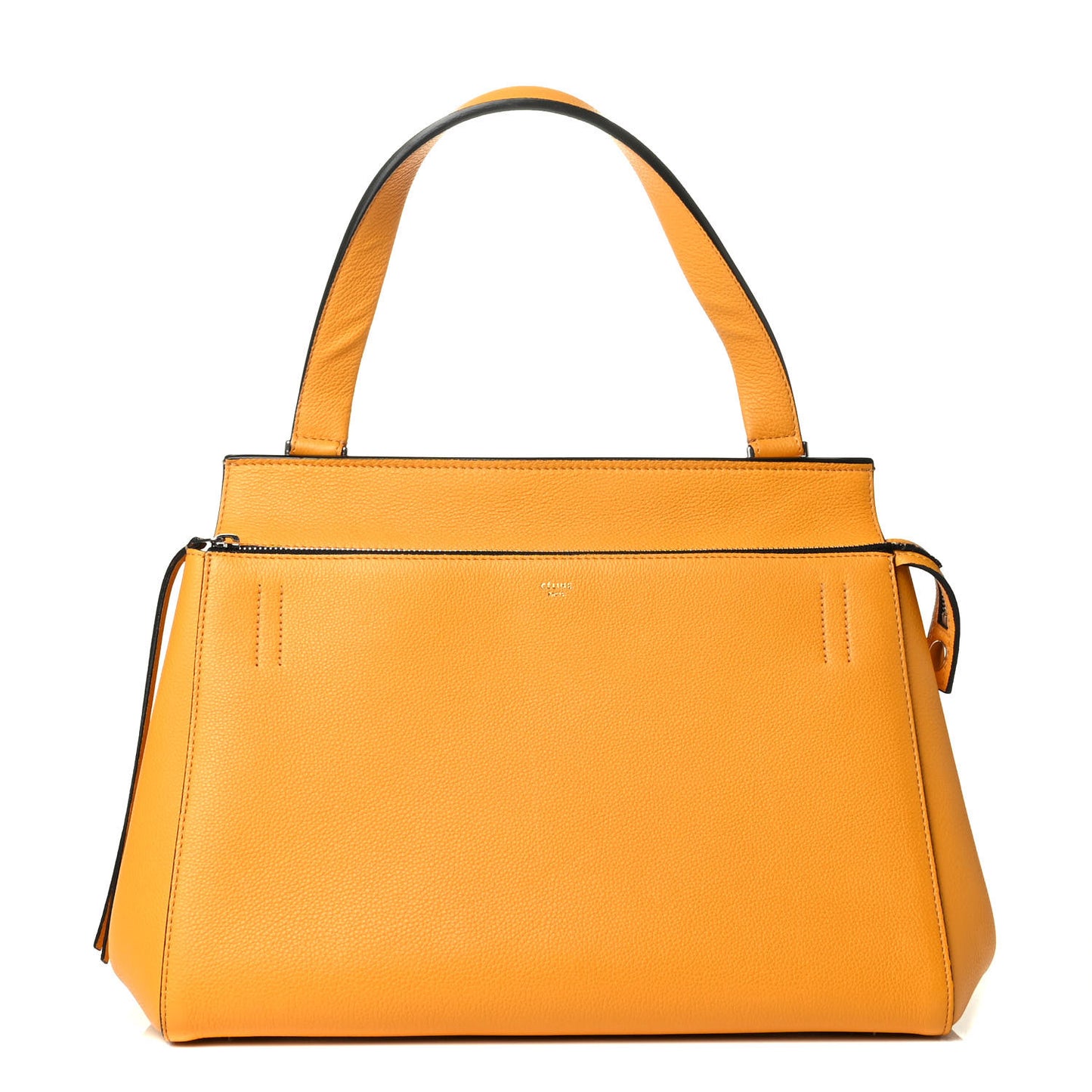 Drummed Calfskin Medium Edge Shoulder Bag Ocre