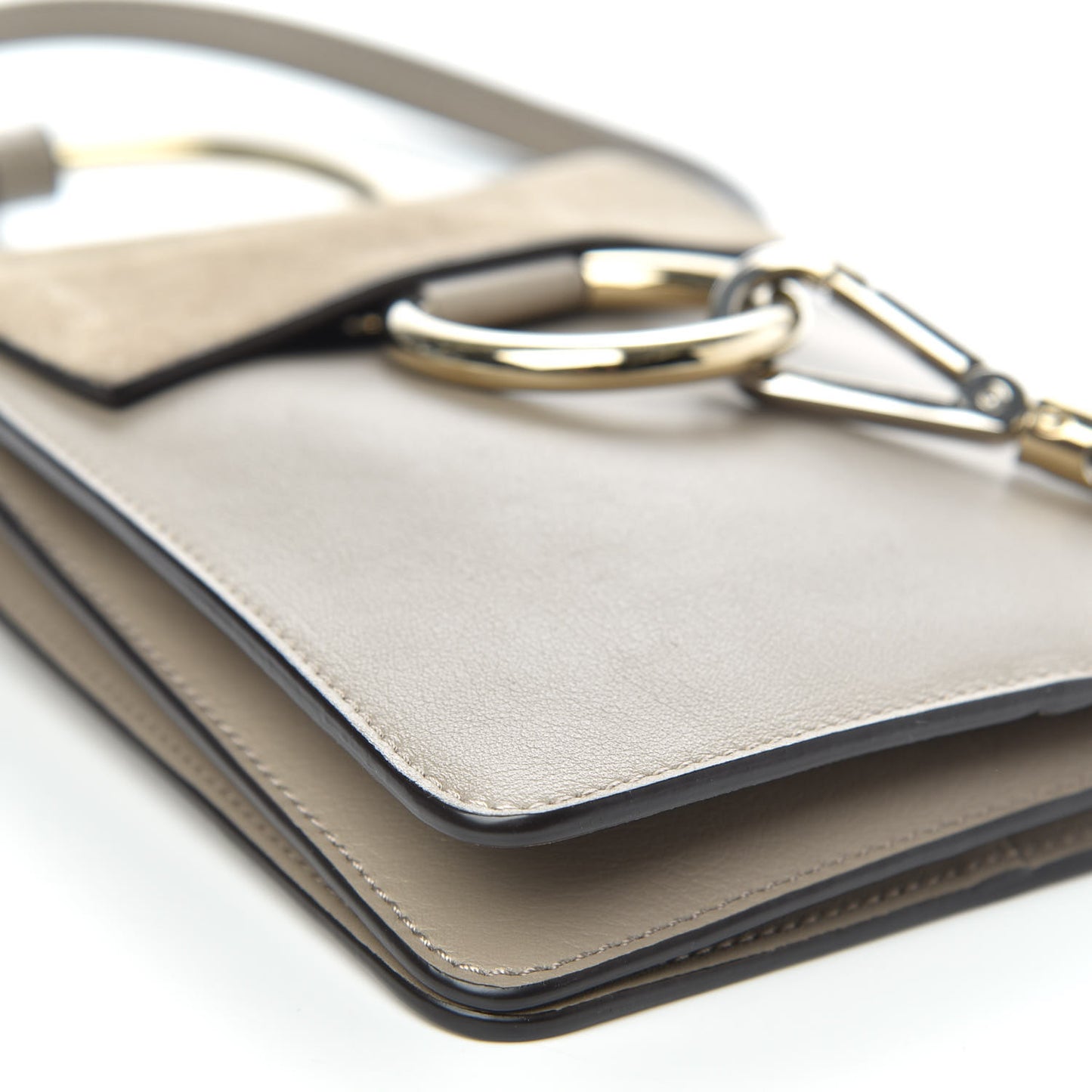 Suede Calfskin Mini Faye Bracelet Bag Motty Grey