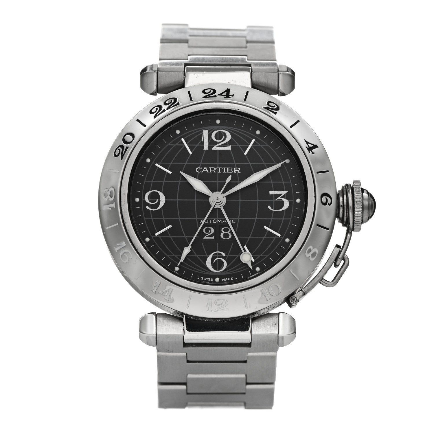 Cartier Stainless Steel 35mm Pasha C Big Date Automatic Watch Black 1 of 4