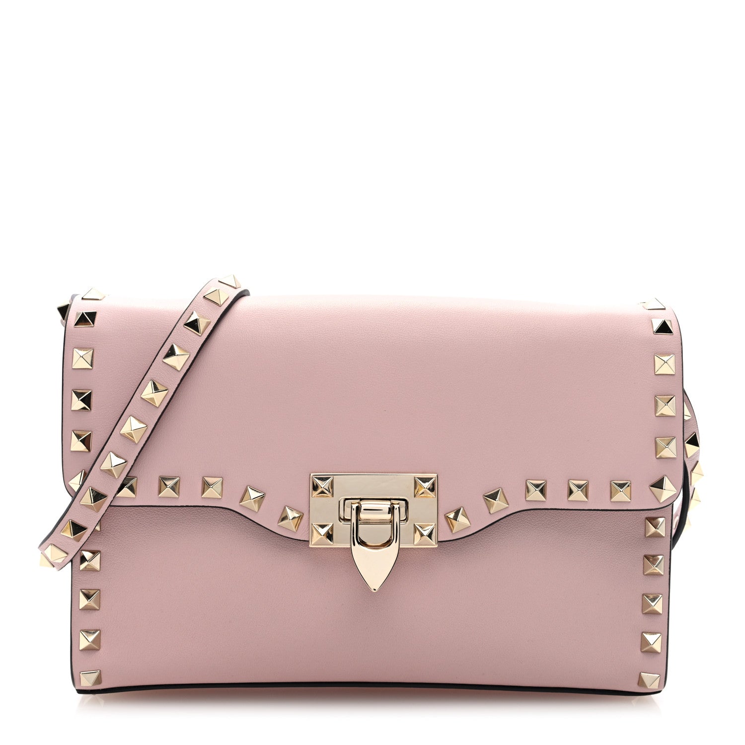 Valentino Garavani Vitello Medium Rockstud Flip Lock Crossbody Bag Rose Quartz 1 of 9