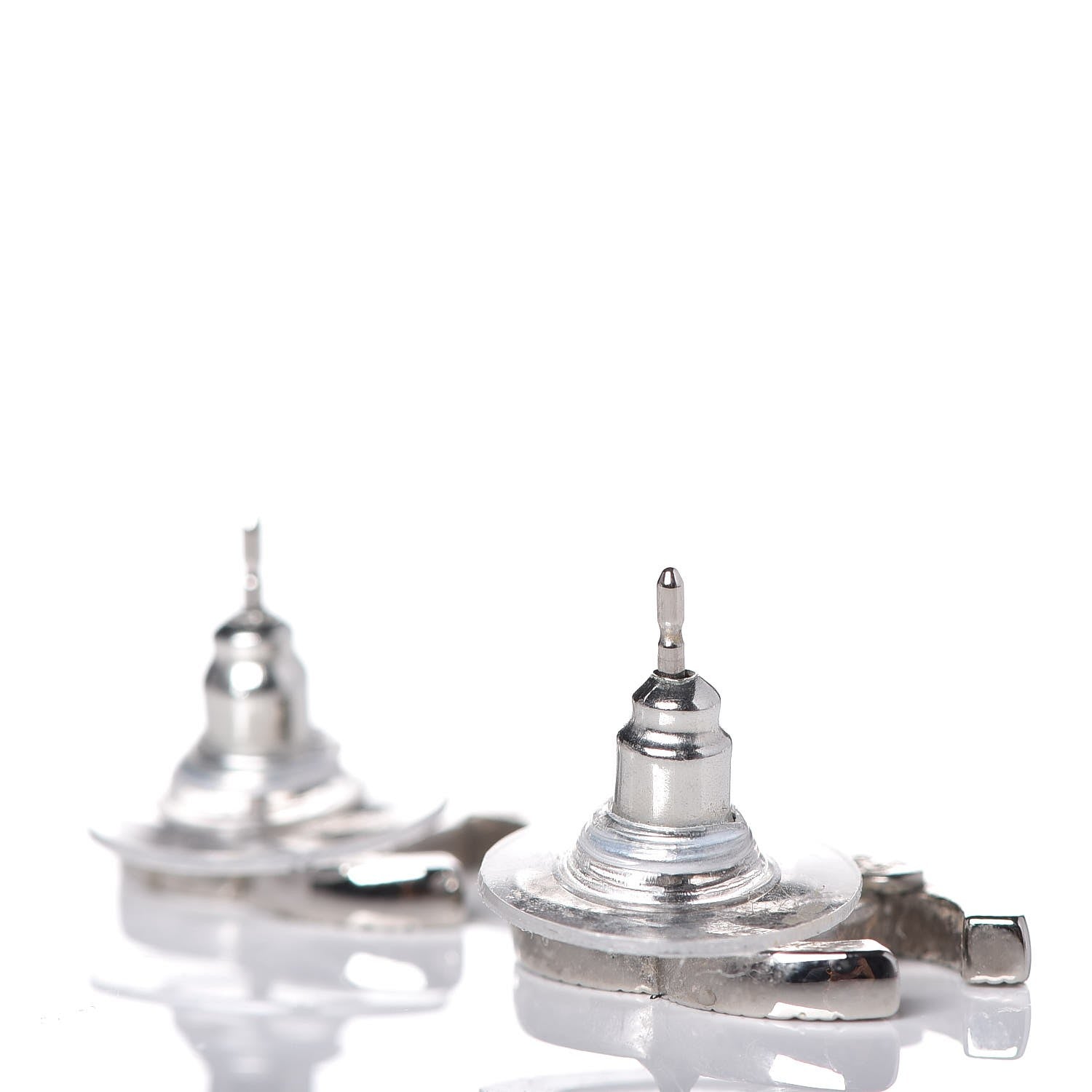 Chanel Crystal CC Earrings Silver 3 of 5
