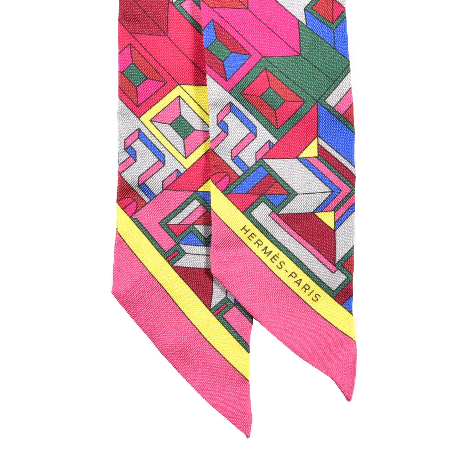 Hermes Silk Le Fil d'Ariane Twilly Rose Vif Jaune Bleu 2 of 3