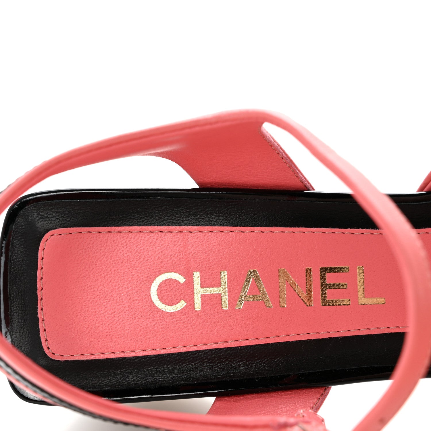Chanel Patent Calfskin CC Ankle Strap Sandals 38 Pink Black 8 of 10