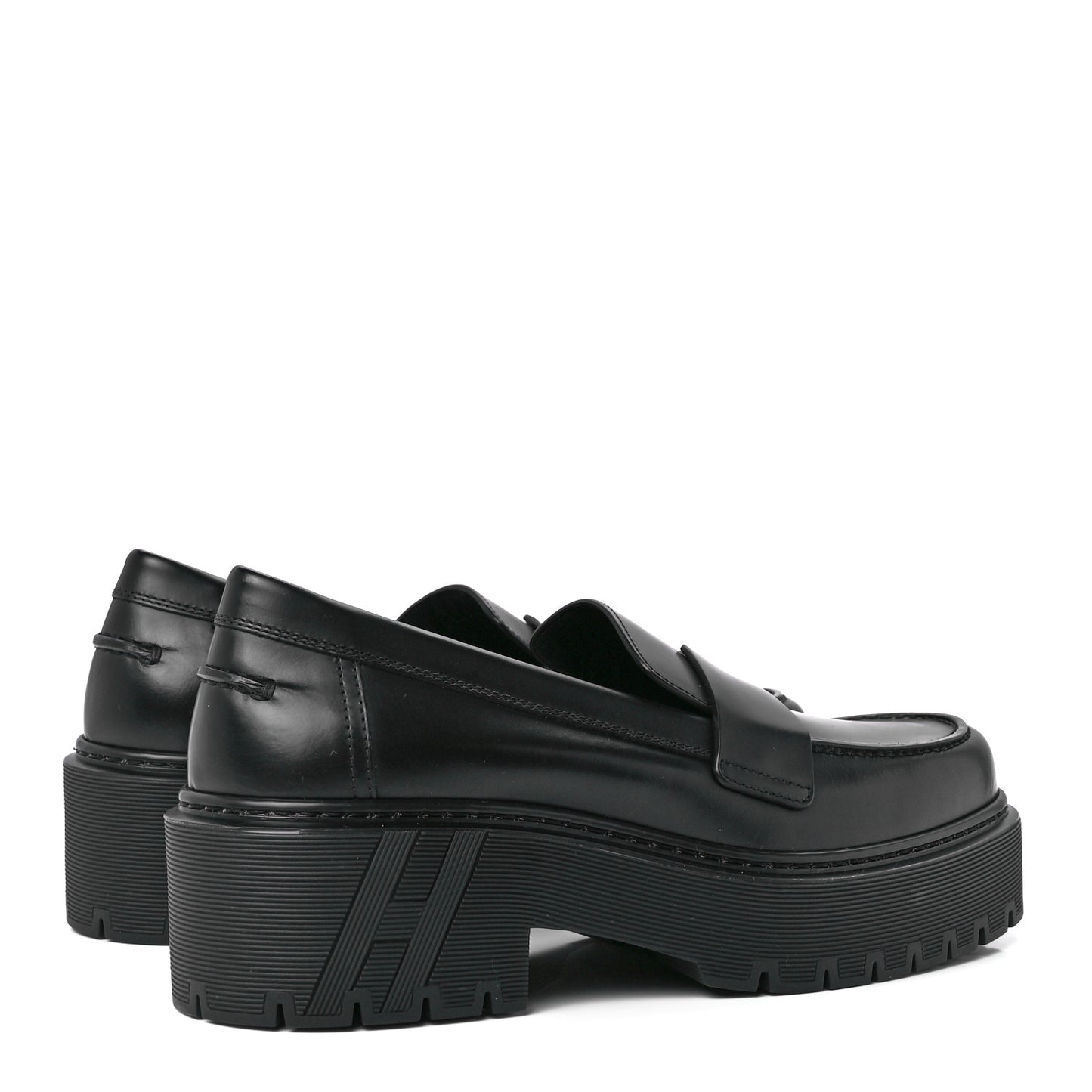Glazed Calfskin Womens Hitch Loafers 37.5 Black