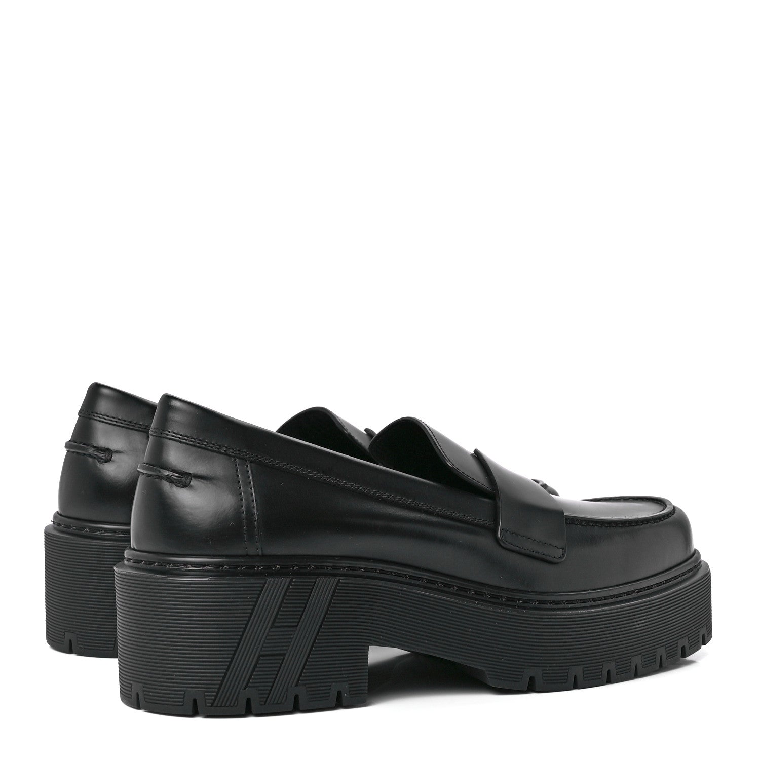 Hermes Glazed Calfskin Womens Hitch Loafers 37.5 Black 4 of 9