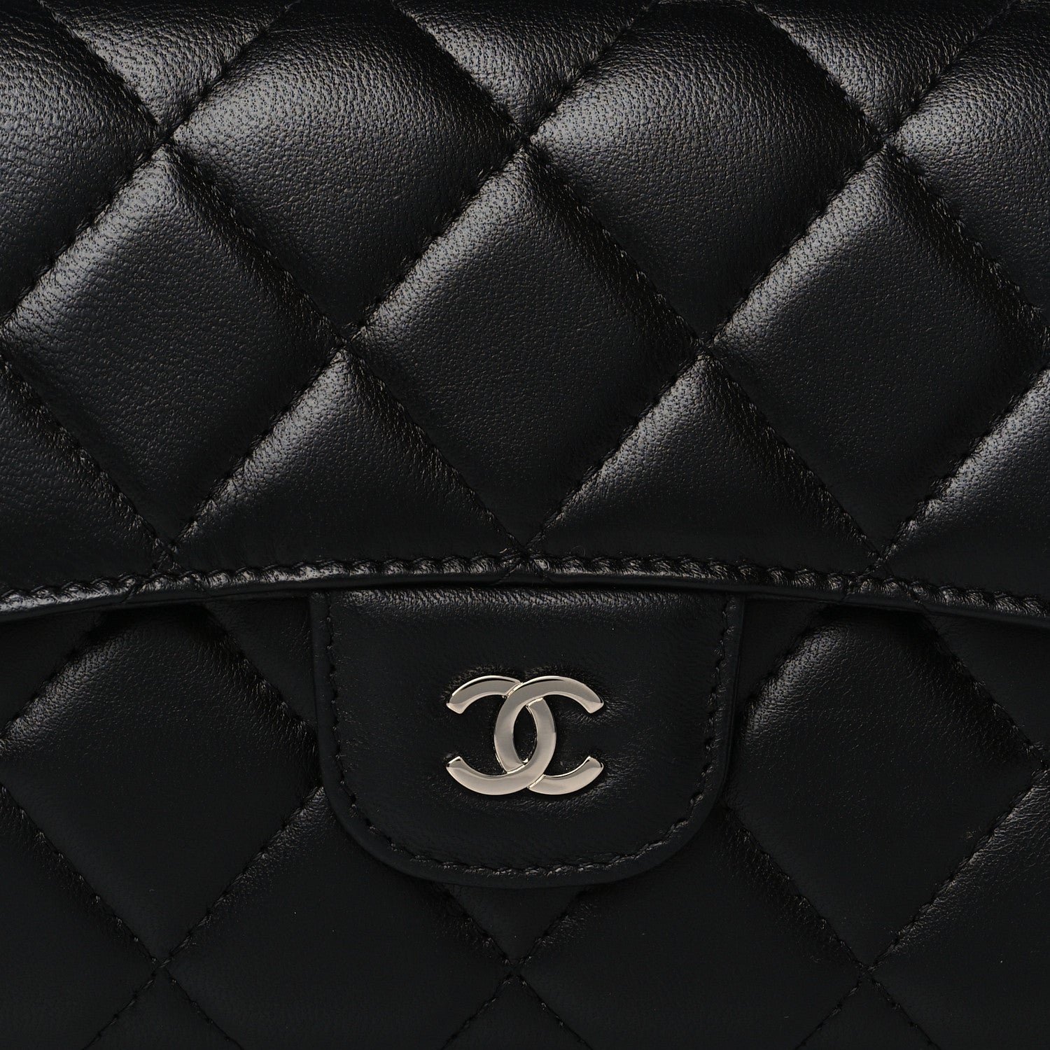 Chanel Lambskin Quilted Large Flap Wallet Black 9 of 10
