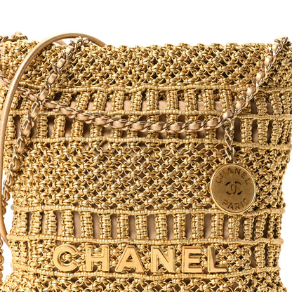 Chanel Metallic Calfskin Macrame Mini Chanel 22 Gold 8 of 10