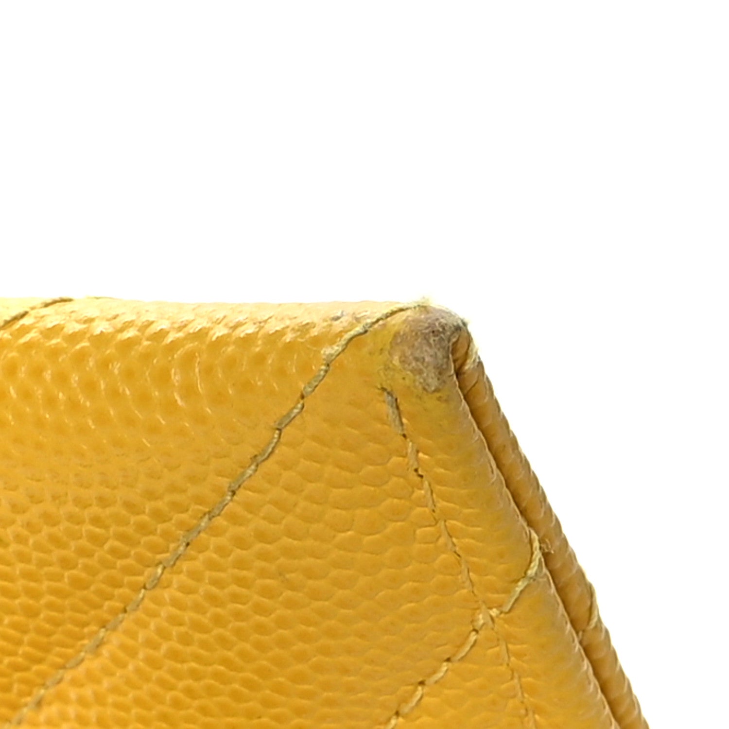 Chanel Caviar Chevron Quilted Card Holder Yellow 11 of 11