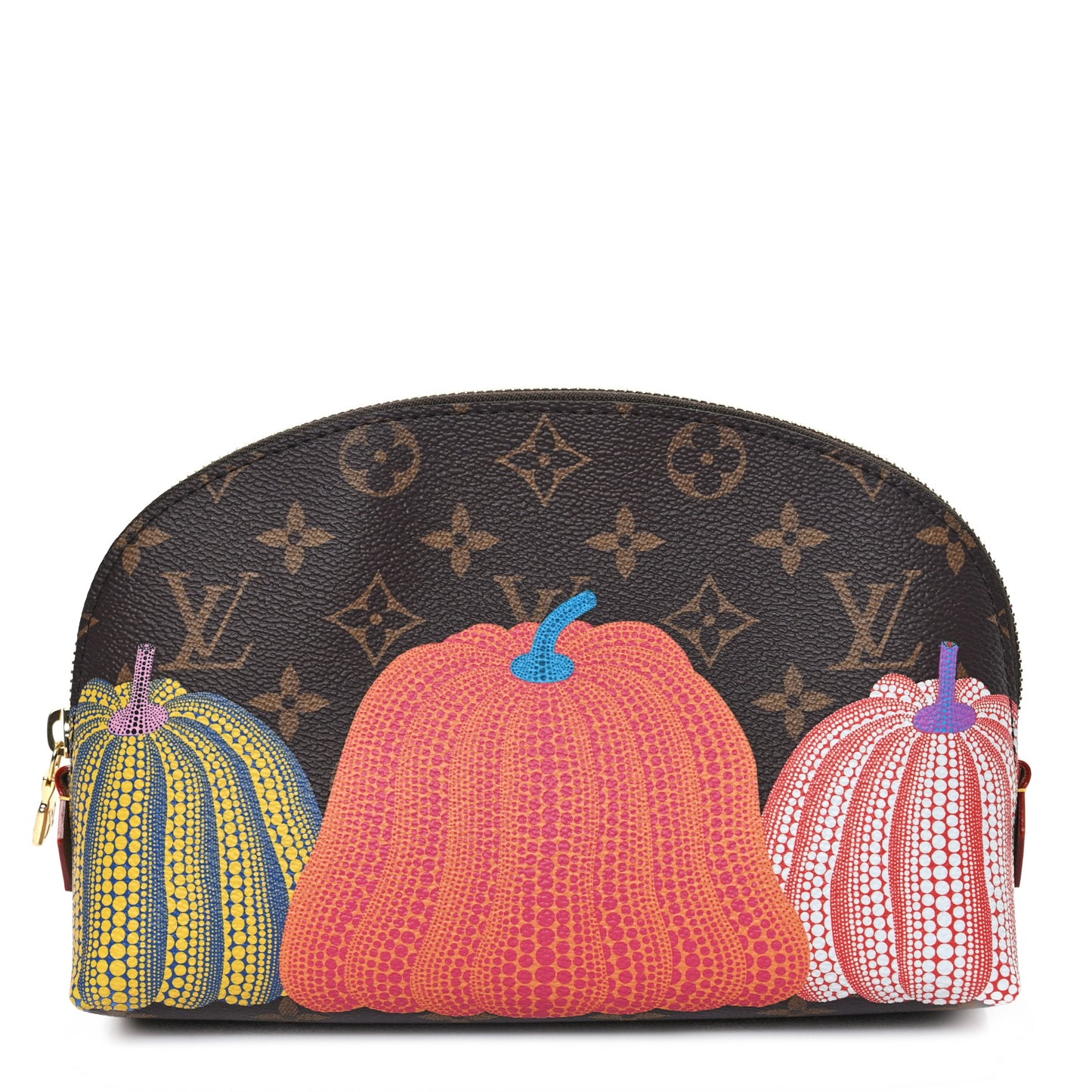 LV X YK Monogram Printed Kusama Pumpkin Cosmetic Pouch