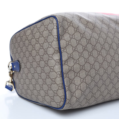 Gucci GG Plus Monogram Large Boston USA Flag Unicef Duffle Blue 8 of 10