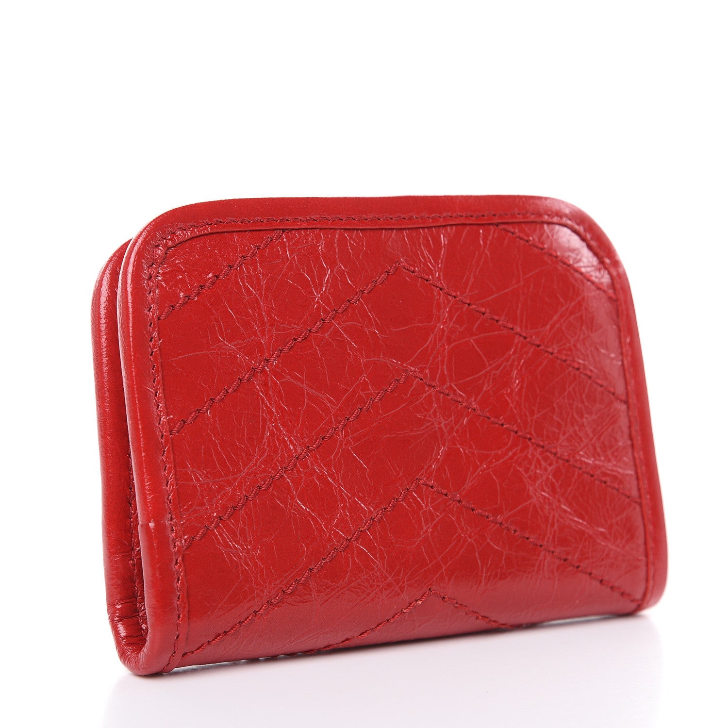 Saint Laurent Crinkled Calfskin Matelasse Monogram Niki Card Holder Red 3 of 7