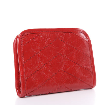 Saint Laurent Crinkled Calfskin Matelasse Monogram Niki Card Holder Red 3 of 7